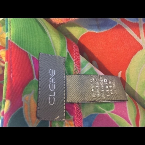 Clere Bright Tropical Flowers Print Skirt - Picture 6 of 8